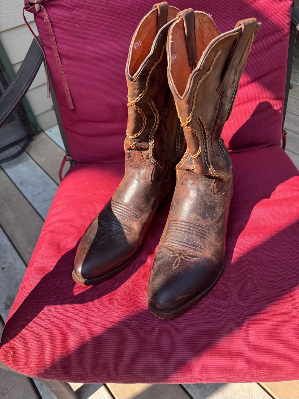 Dan Post Brown Leather Cowboy Boots with Embroidered Toe